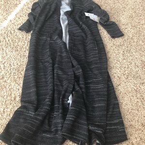 Charcoal stripped long duster sweater
